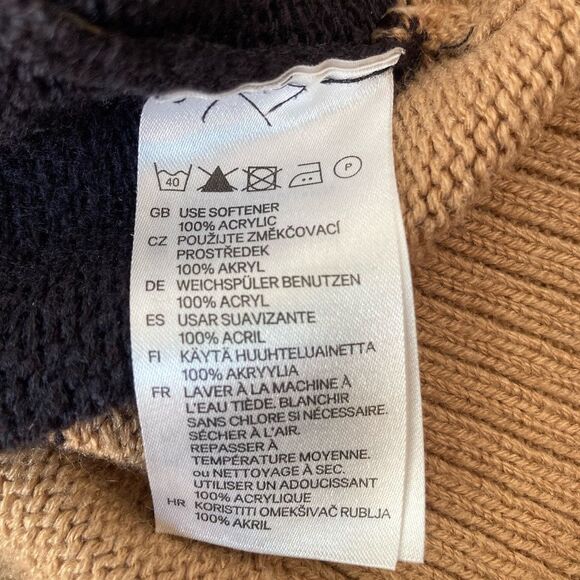 H&M Black Brown Stripe Sweater Women’s Small Cropped Classic Preppy Fall - Picture 5 of 7